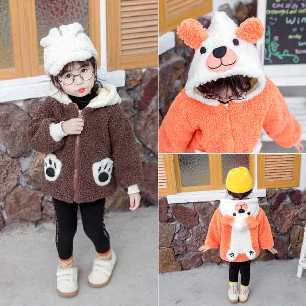 Casual  παιδικό μπουφάν για κορίτσια σε τρία χρώματα με τρισδιάστατα στοιχεία και κουκούλα