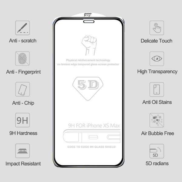 Θωρακισμένο γυαλιστερό γυαλί 5D για το Iphone XS MAX - glass screen protector