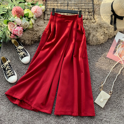 Lezser női hosszú széles nadrág, magas derékkal több színben