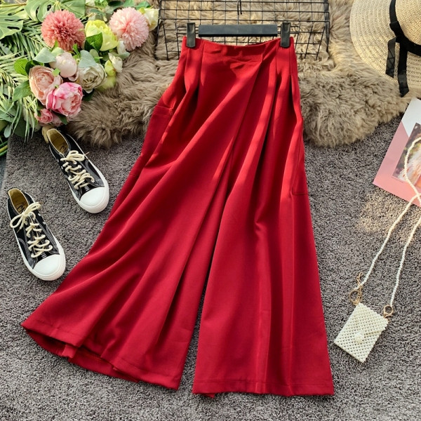 Lezser női hosszú széles nadrág, magas derékkal több színben