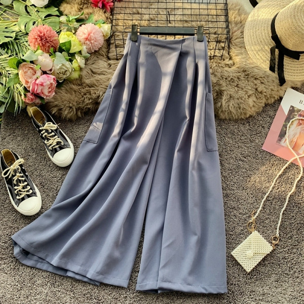 Lezser női hosszú széles nadrág, magas derékkal több színben