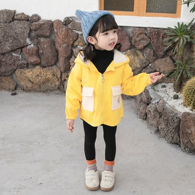 καθημερινό παιδικό μπουφάν με τσέπες και κουκούλα για κορίτσια σε τρία χρώματα