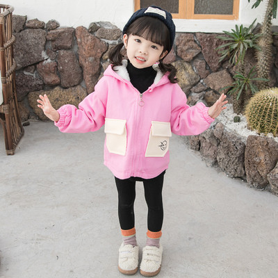 καθημερινό παιδικό μπουφάν με τσέπες και κουκούλα για κορίτσια σε τρία χρώματα