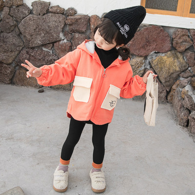 καθημερινό παιδικό μπουφάν με τσέπες και κουκούλα για κορίτσια σε τρία χρώματα