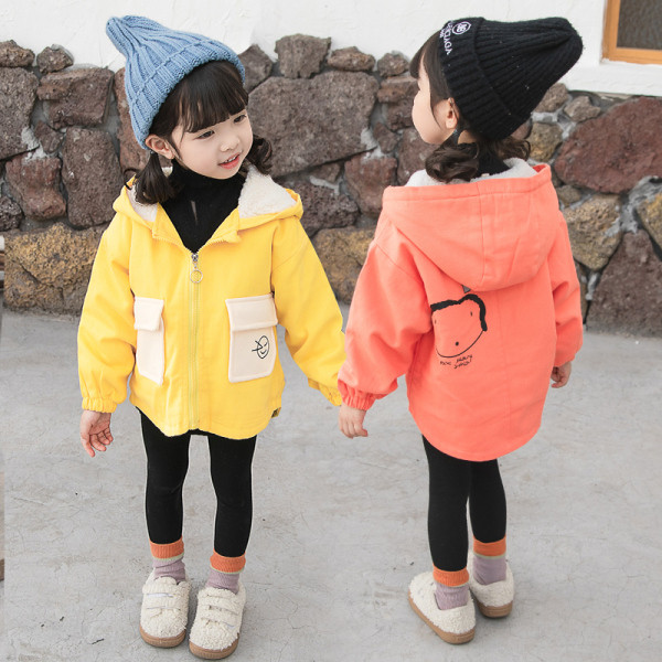 καθημερινό παιδικό μπουφάν με τσέπες και κουκούλα για κορίτσια σε τρία χρώματα