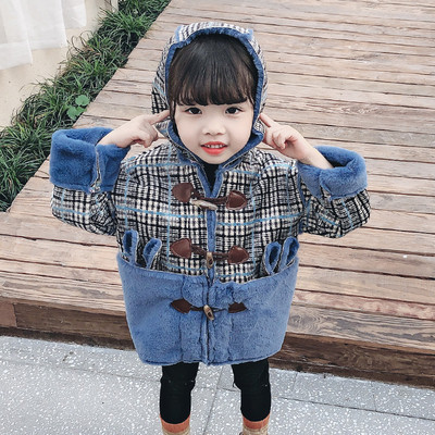 Παιδικό μοντέρνο παιδικό παλτό δύο χρωμάτων με κουμπιά και στοιχεία 3D