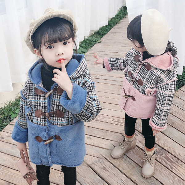 Παιδικό μοντέρνο παιδικό παλτό δύο χρωμάτων με κουμπιά και στοιχεία 3D