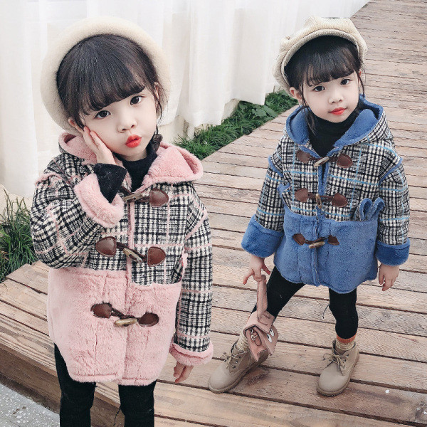 Παιδικό μοντέρνο παιδικό παλτό δύο χρωμάτων με κουμπιά και στοιχεία 3D