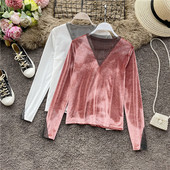 Modern női bársony blúz különböző színekben