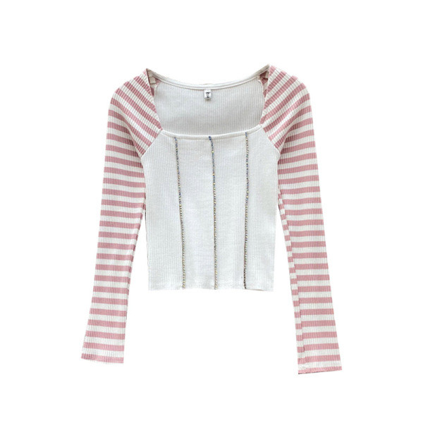 Modern női blúz négyzet alakú nyakkivágással, fényes hatással