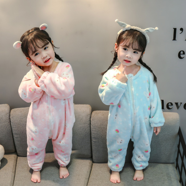 Παιδική πιτζάμεα σε ροζ και μπλε με φερμουάρ για κορίτσια