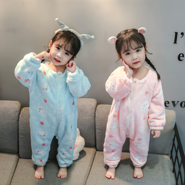 Παιδική πιτζάμεα σε ροζ και μπλε με φερμουάρ για κορίτσια