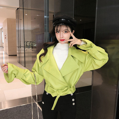 Női bőrdzseki spitz nyakkivágással zöld és fekete színben