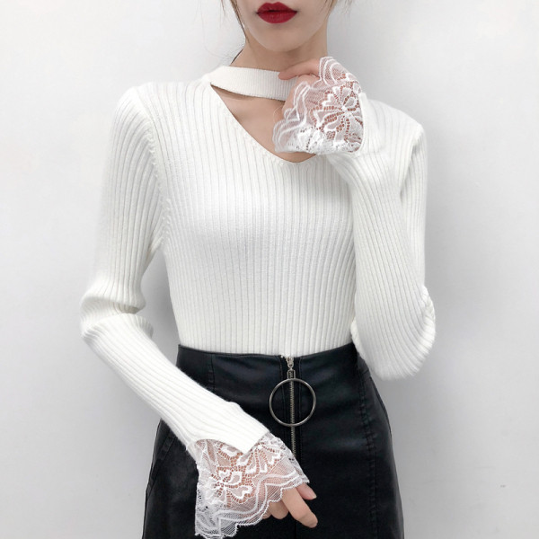 Női kordbársony blúz, ujjain csipkével, többféle színben