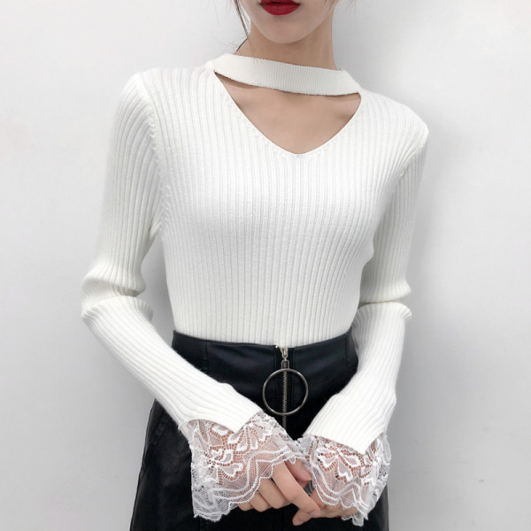 Női kordbársony blúz, ujjain csipkével, többféle színben