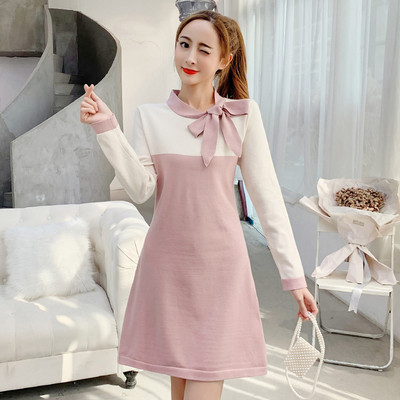 Γυναικείο μοντέρνο φόρεμα με κορδέλα στο κολάρο