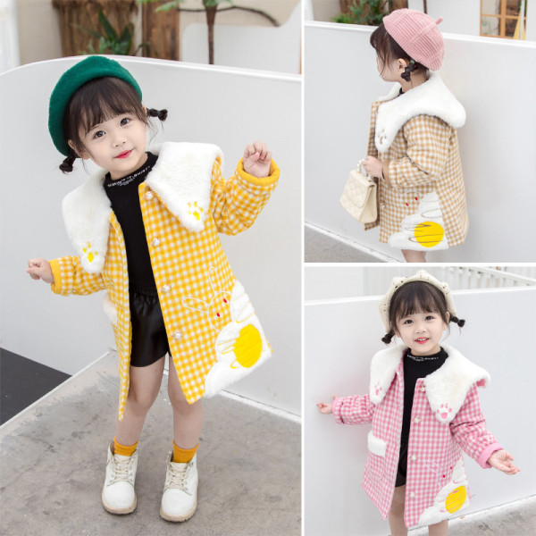 Παιδικό παλτό για  κορίτσια σε τρία χρώματα με κεντήματα και κουμπιά