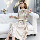 Stílusos női bársony ruha modell fekete és bézs színben