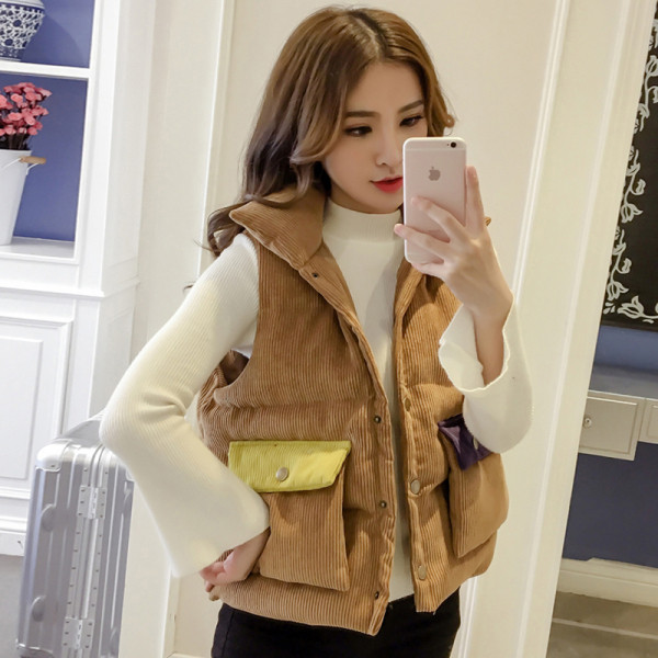 Női alkalmi mellény barna zsebekkel