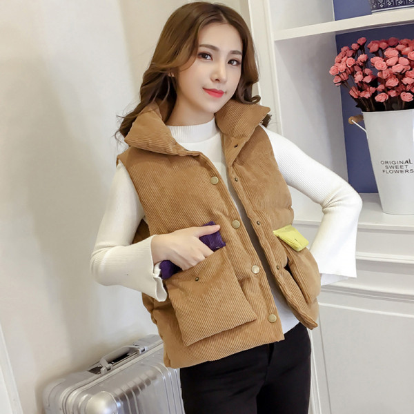 Női alkalmi mellény barna zsebekkel