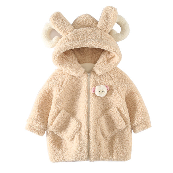 Napi gyerekkabát lányoknak két színben 3D elemekkel és kapucnival