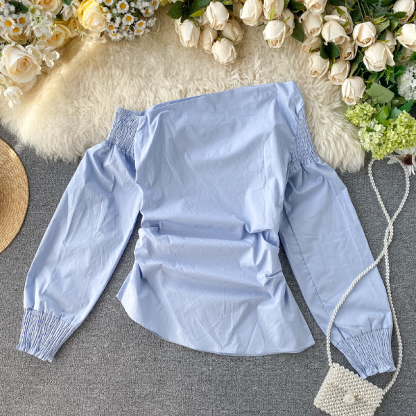 Γυναικεία casual μπλούζα με γυμνούς ώμους και μακριά μανίκια σε διαφορετικά χρώματα