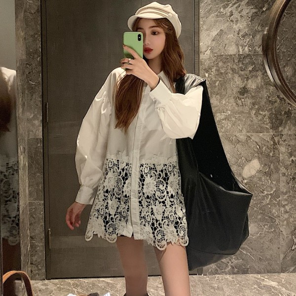 Hosszú modern ing fehér csipkével