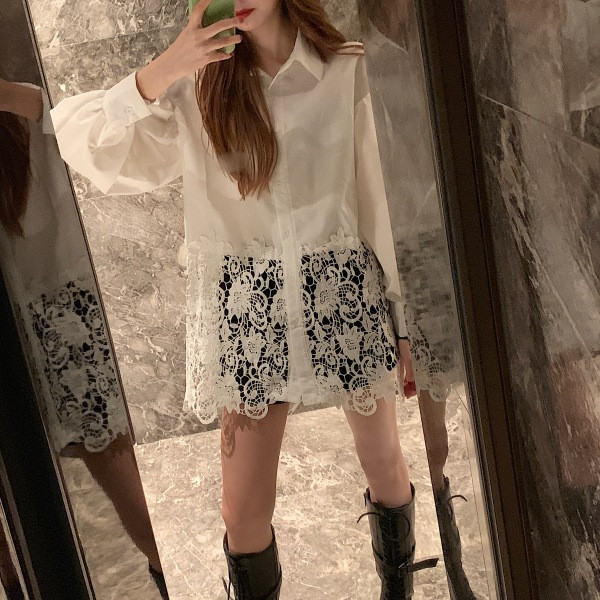 Hosszú modern ing fehér csipkével