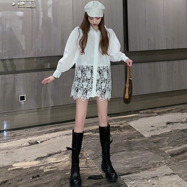 Hosszú modern ing fehér csipkével