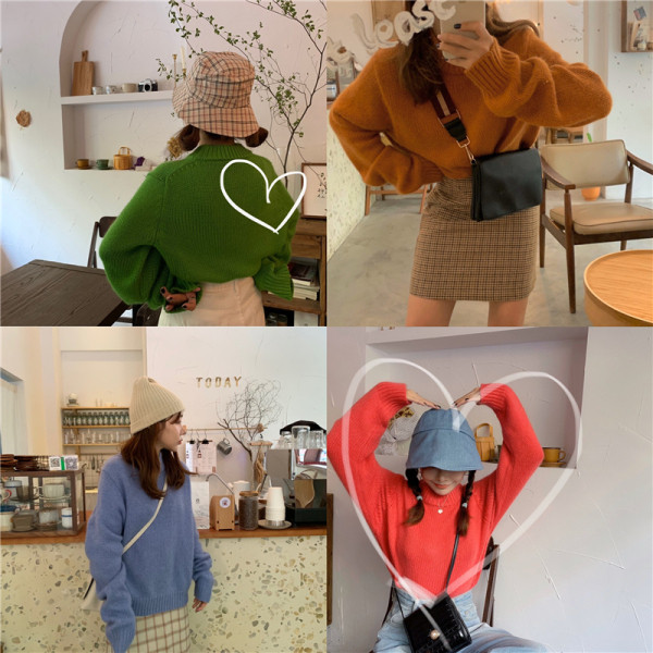 Lezser téli pulóver sima modell több színben