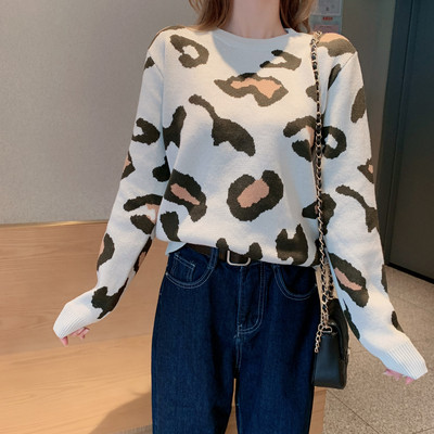 Női alkalmi pulóver három színben és állatmintás