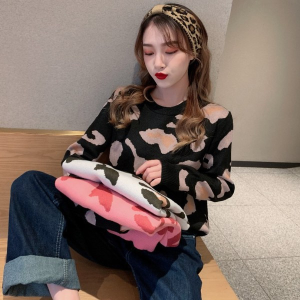 Női alkalmi pulóver három színben és állatmintás