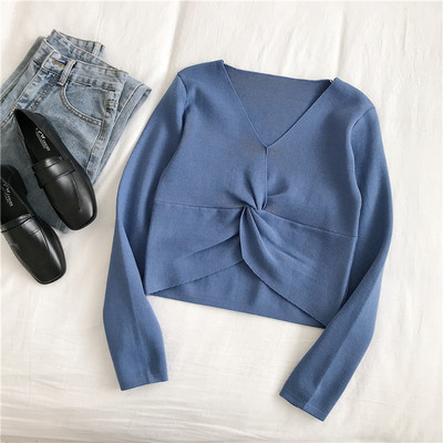 Καθημερινή γυναικέια casual μπλούζα με μακρύ μανίκι κα λαιμό και V-neck