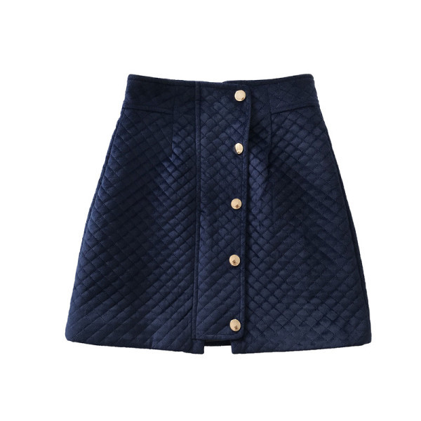 Modern női szoknya gombokkal, magas derékkal, négy színben