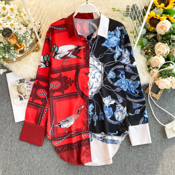 Alkalmi női ing klasszikus gallérral és hosszú ujjal, két színben