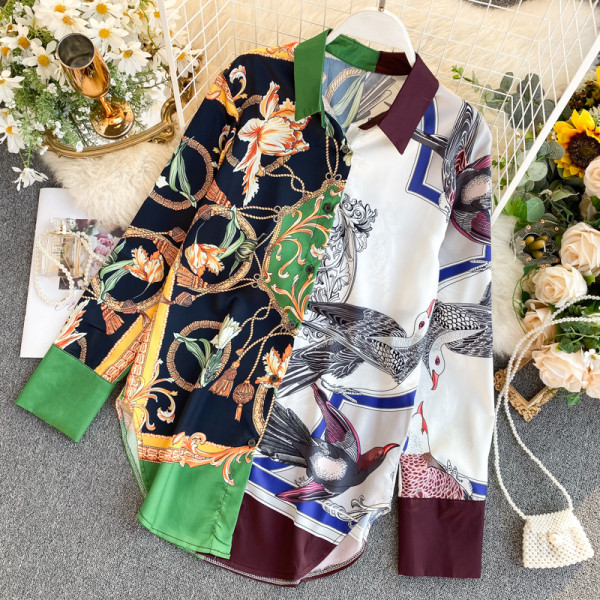 Alkalmi női ing klasszikus gallérral és hosszú ujjal, két színben