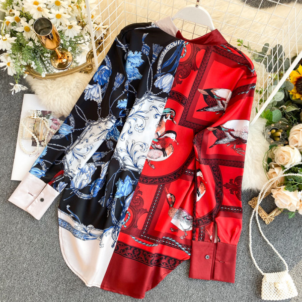 Alkalmi női ing klasszikus gallérral és hosszú ujjal, két színben