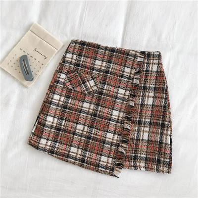 Kockás női szoknya magas derékkal, három színben