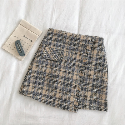 Kockás női szoknya magas derékkal, három színben