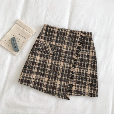 Kockás női szoknya magas derékkal, három színben