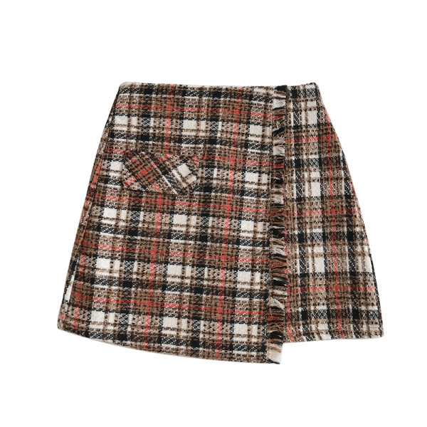 Kockás női szoknya magas derékkal, három színben