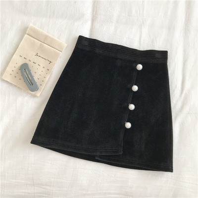 Γυναικεία ασύμμετρη φούστα σε δύο χρώματα με κουμπιά