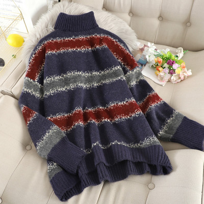 Casual γυναικείο πουλόβερ με υψηλό κολάρο σε δύο χρώματα