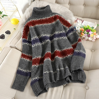 Casual γυναικείο πουλόβερ με υψηλό κολάρο σε δύο χρώματα