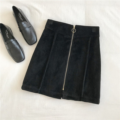 Modern női bársony szoknya négy színben, cipzárral