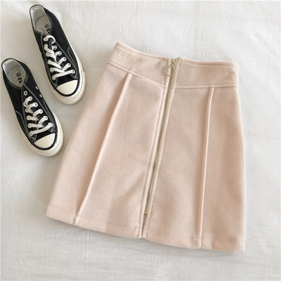 Modern női bársony szoknya négy színben, cipzárral