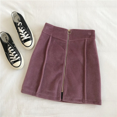 Modern női bársony szoknya négy színben, cipzárral