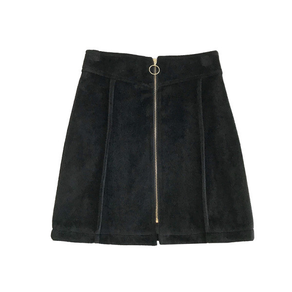 Modern női bársony szoknya négy színben, cipzárral