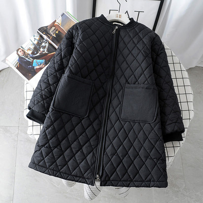 Női lezser hosszú téli kabát zsebekkel és O-nyakú barna, fekete és piros színben