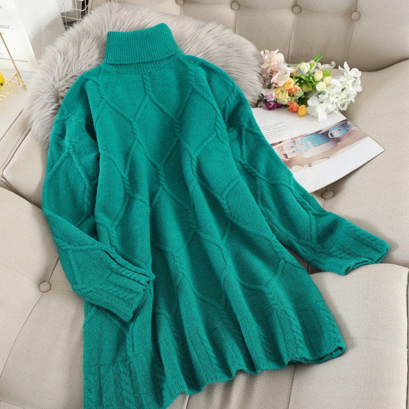 Μοντέρνο γυναικείο πουλόβερ με υψηλό γιακά σε διάφορα χρώματα